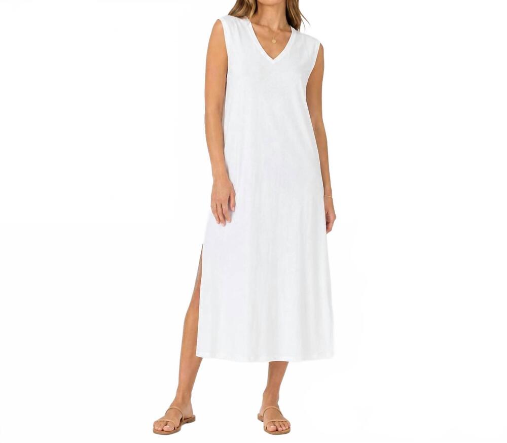 NEW FELICITE v-neck midi tee dress in white